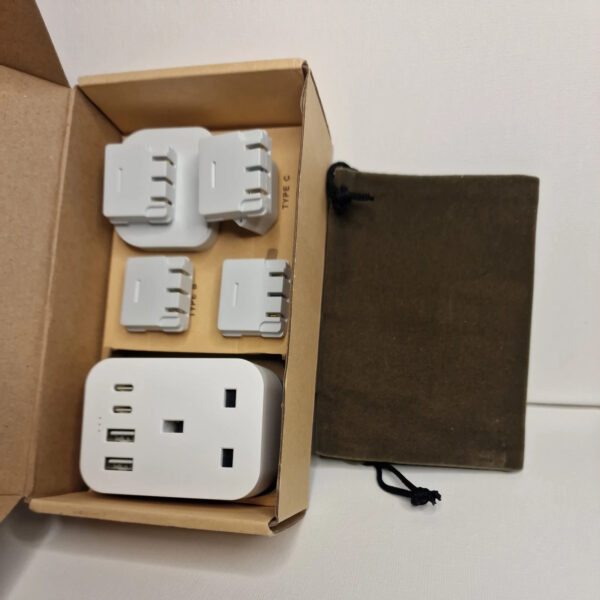 ANVODE 4-in-1 Travel Adapter with USB C | UK Plug Worldwide All-in-One | Fast