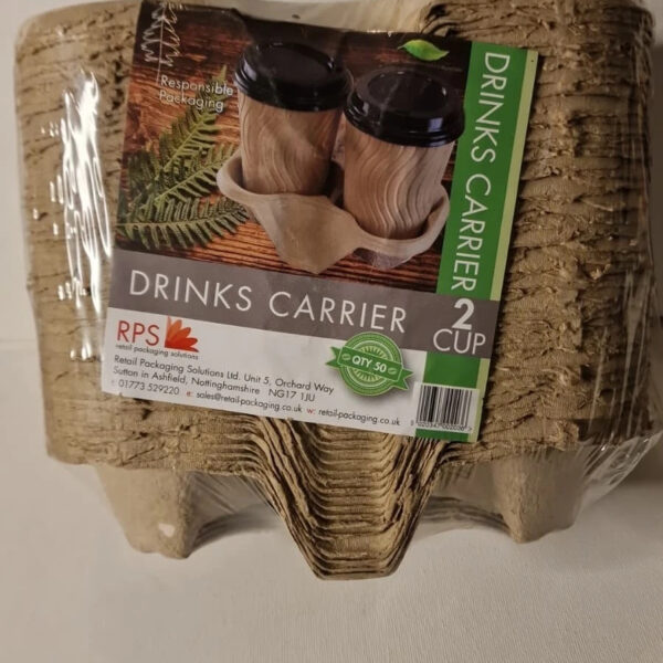 2 Cup Carry Trays - Cardboard Drink Carrier for Takeaway – Tea Coffee Cup Holder